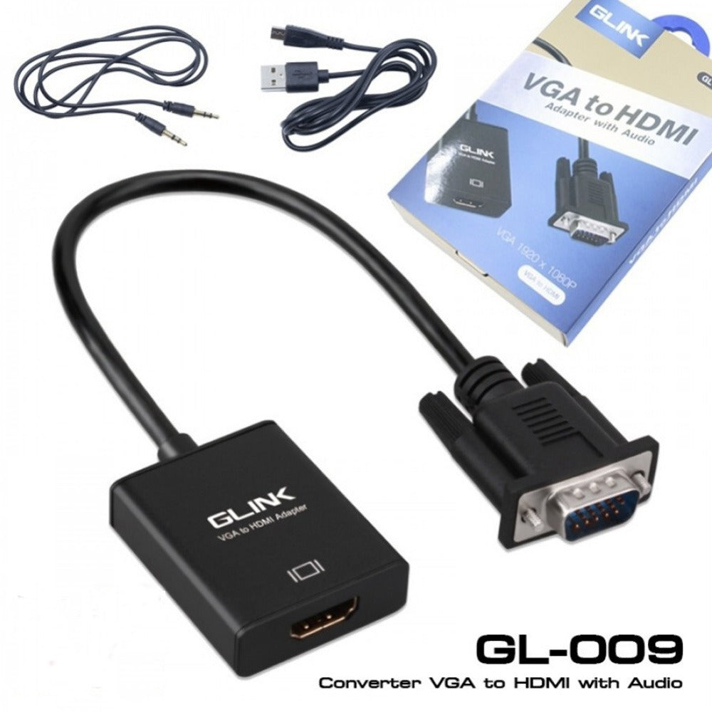 Convertidor Adaptador VGA a HDMI Glink Audio Digital HD 1080p S0751