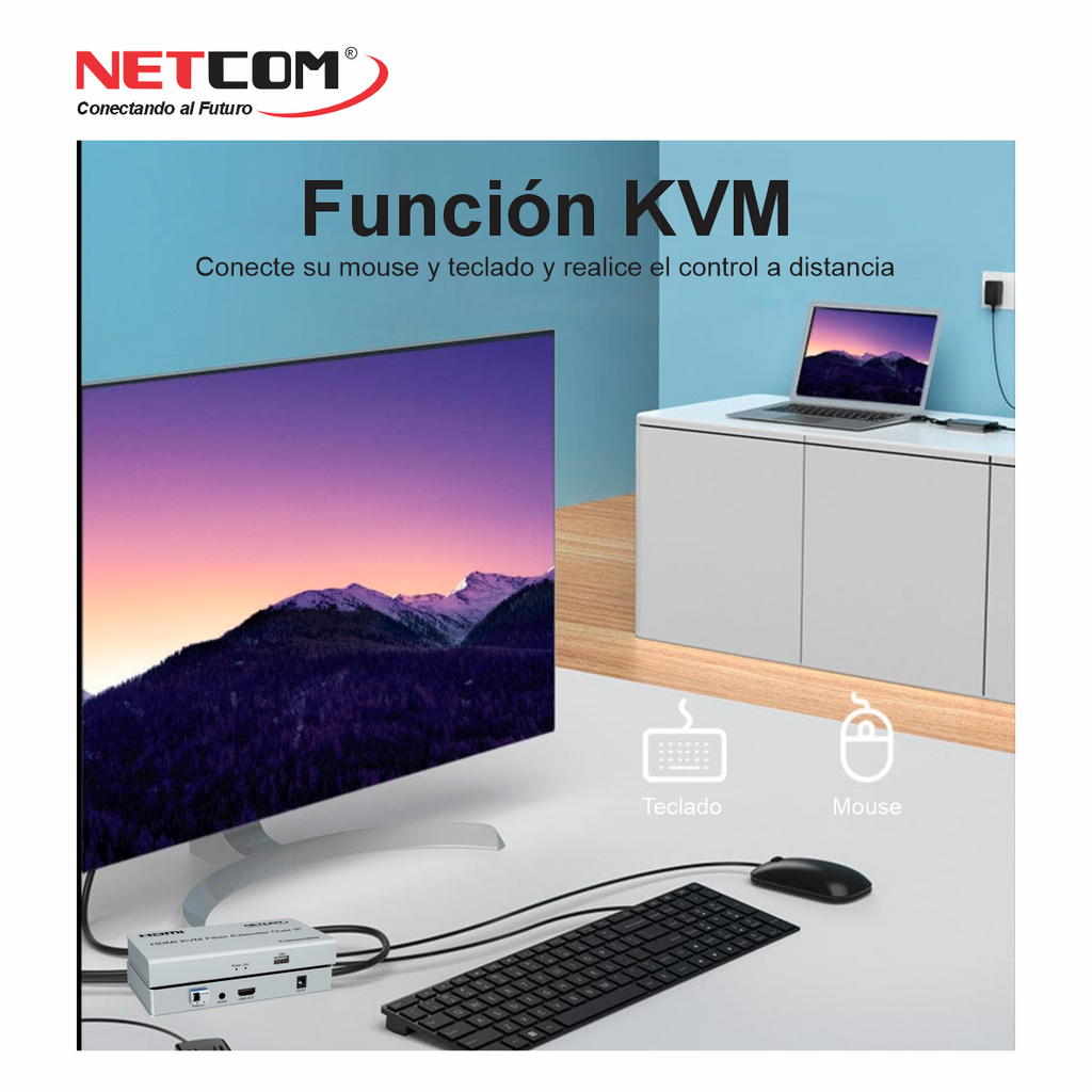 Extensor HDMI por Fibra Óptica NETCOM 20Km Full HD 1080p KVM USB IR Loop Out LC Monomode Over IP S1577