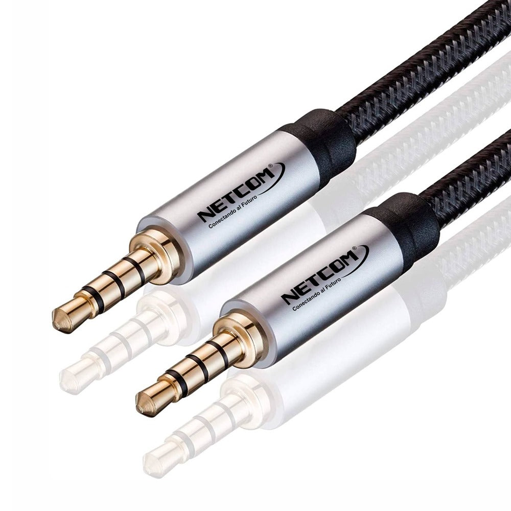 Cable de Audio Plug a Plug 3.5mm TRRS de 1.80 Metros NETCOM S1350