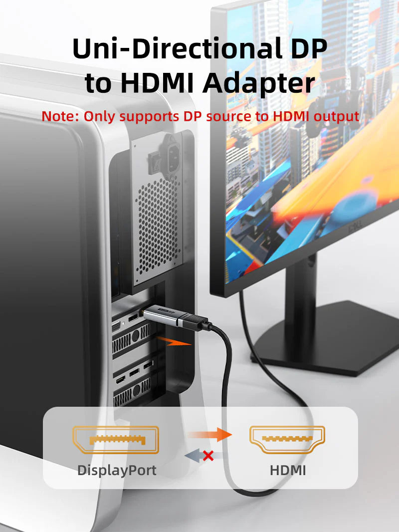 Adaptador DisplayPort Macho a HDMI Hembra 4K a 60Hz CABLETIME de Aluminio S2170