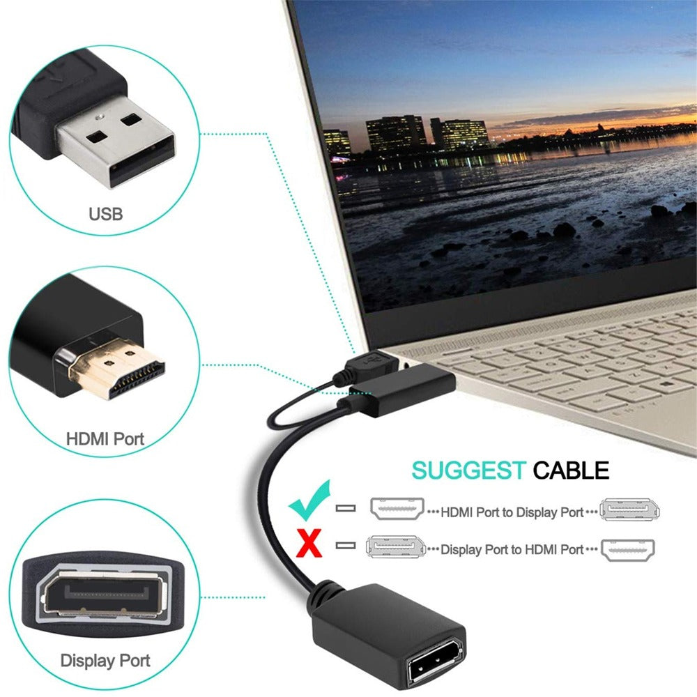 Adaptador Convertidor HDMI a Displayport 4k hdmi a dp negro S0921