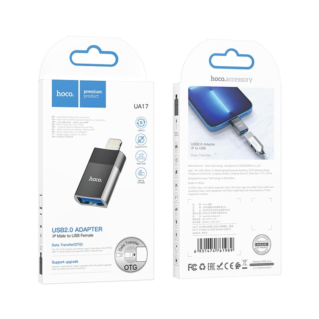 ADAPTADOR OTG LIGHTNING MACHO A USB 2.0 HEMBRA S0976