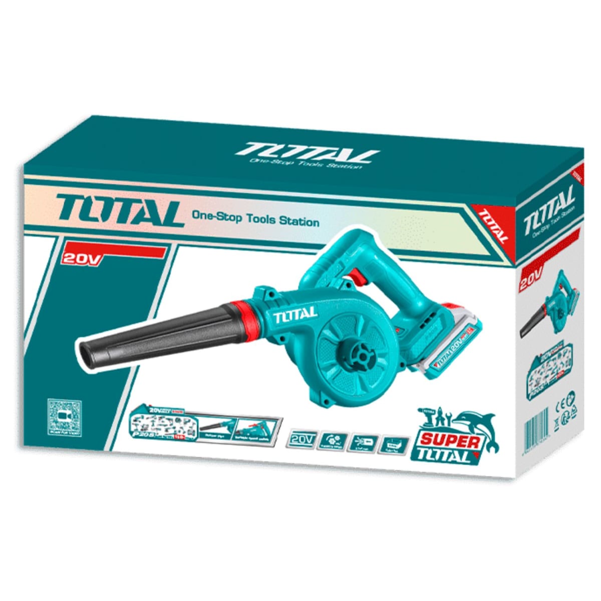 Sopladora Inalámbrica 20V TOTAL Motor Brushless 72 m/s con 2 Baterías 2.0Ah y Cargador Plataforma P20S S2312