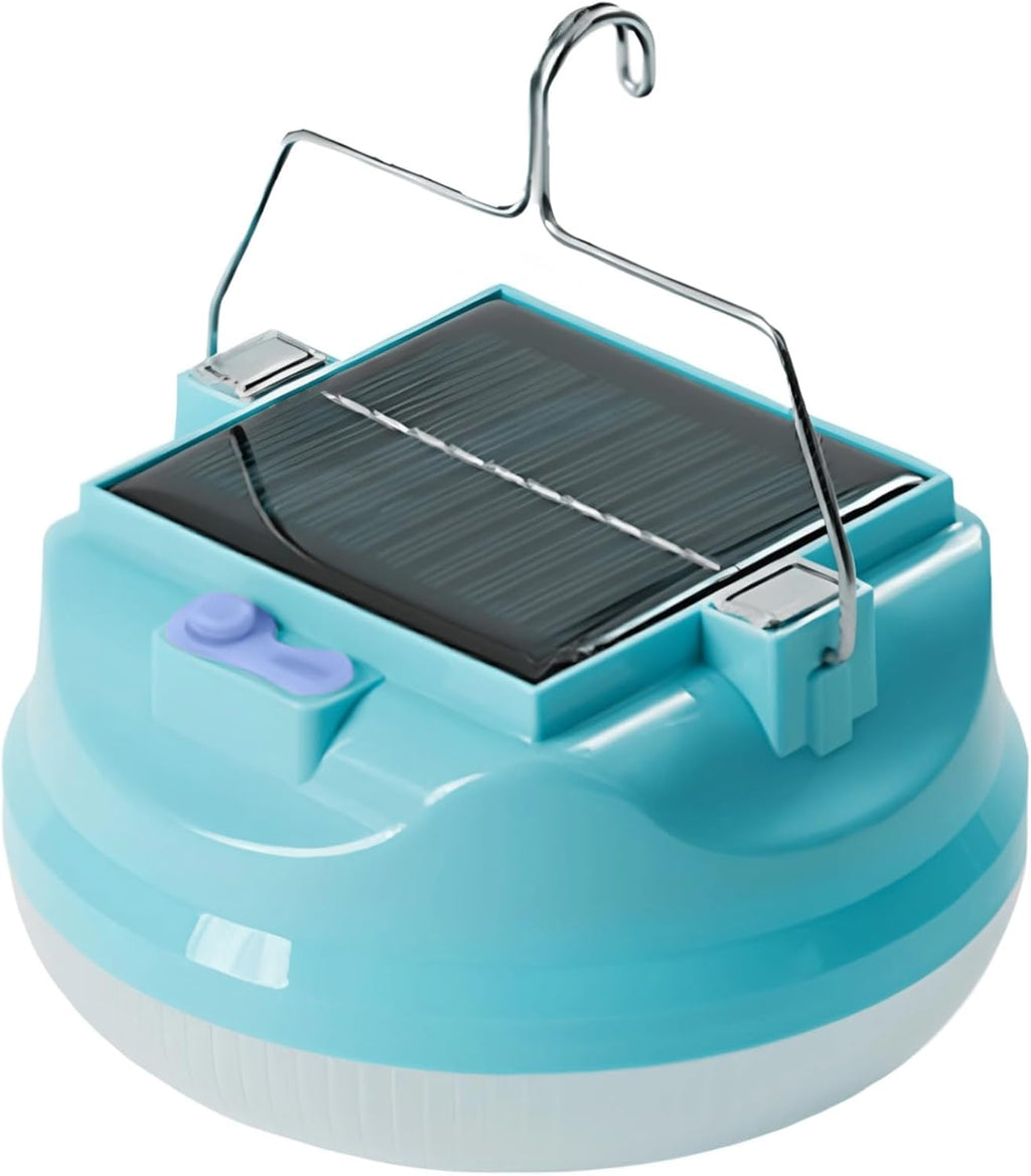 Lámpara Solar Portátil de Camping con Batería de Alta Capacidad y Gancho Versátil celeste 150W S2152
