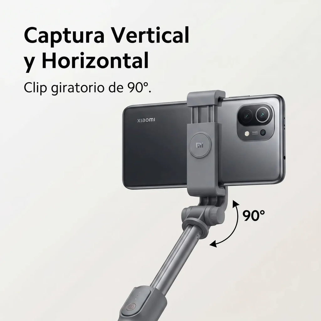 Selfie Stick Trípode Mini Xiaomi Control Remoto Bluetooth Soporte Giratorio 360° Aluminio Negro S2236
