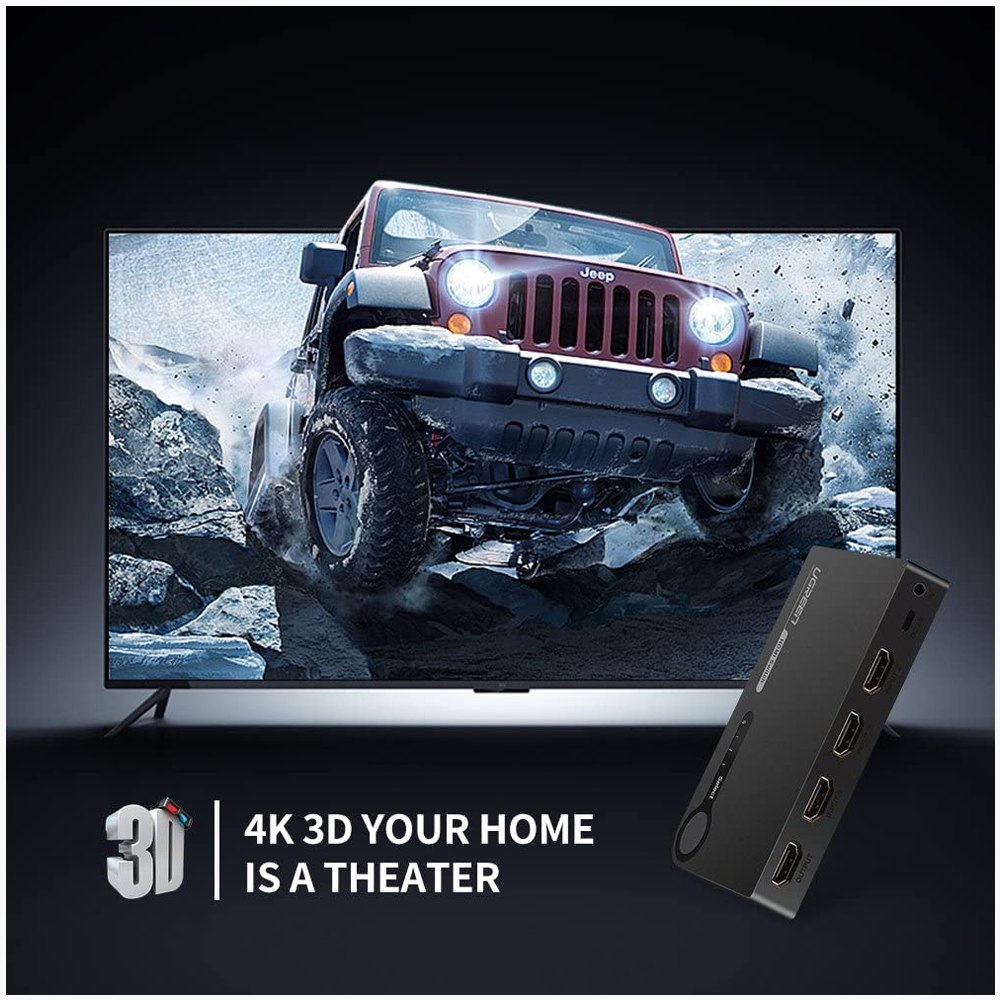 Switch HDMI 3 Puertos 4K 3D HDR UGREEN con Control 3 x 1 60Hz S1630