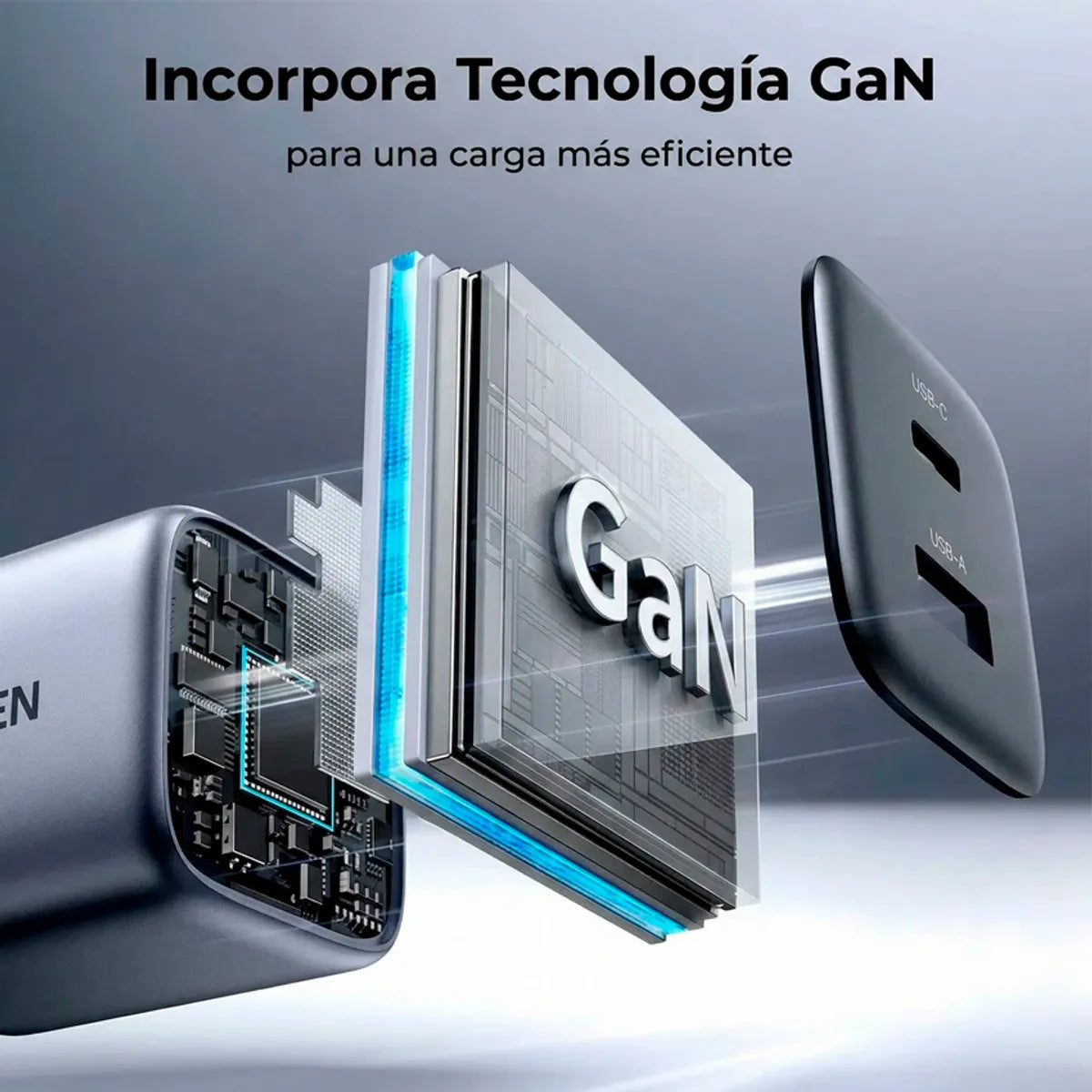 Cargador de Pared UGREEN 30W GaN USB-C y USB-A PD 3.0 QC 4.0 Carga Rápida Dual S2287