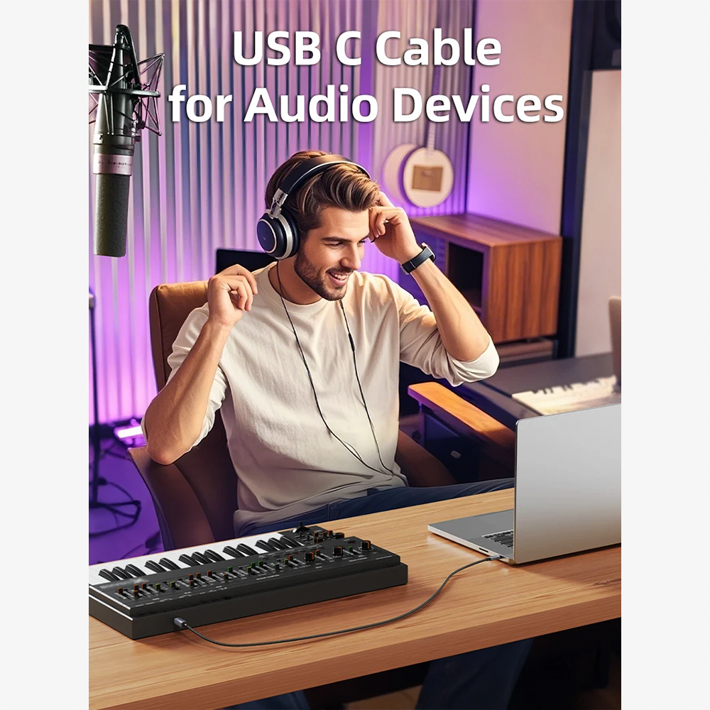 Cable USB-C a USB-B 2.0 para Impresora y MIDI CABLETIME 2 metros 480Mbps de Aluminio y Malla Trenzada para MacBook iPad Pro Impresoras HP Canon Epson Pianos Digitales y Controladores S2366