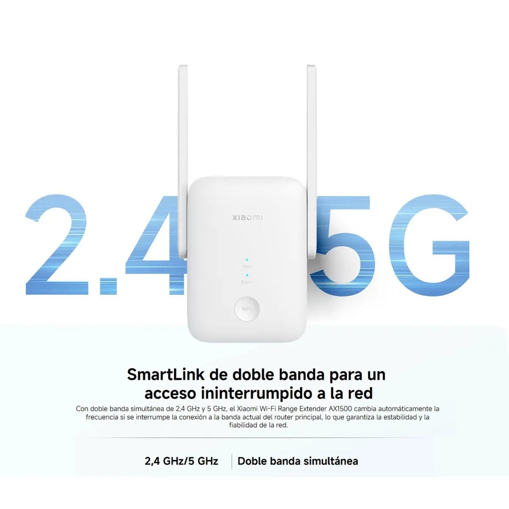 Extensor de Rango Wi-Fi 6 Xiaomi AX1500 Doble Banda EasyMesh Gigabit App Mi Home S2218