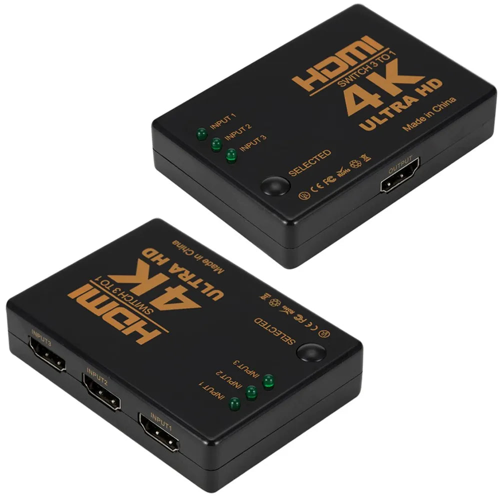Hdmi Switch 3 x 1 4k ULTRA HD con control remoto multiplica hdmi 3 x 1 S01001