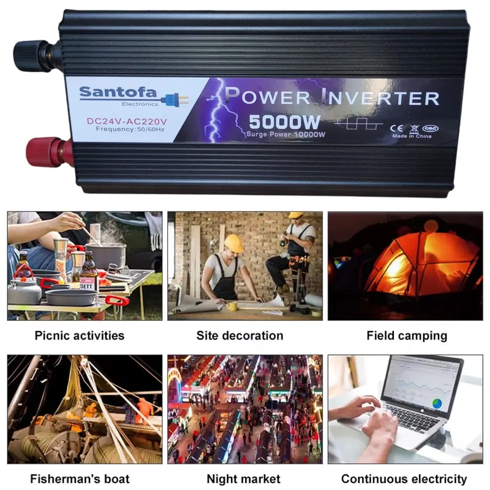 Inversor de Corriente 24V a 220V | 5000W | Pantalla LCD | USB SANTOFA S1782