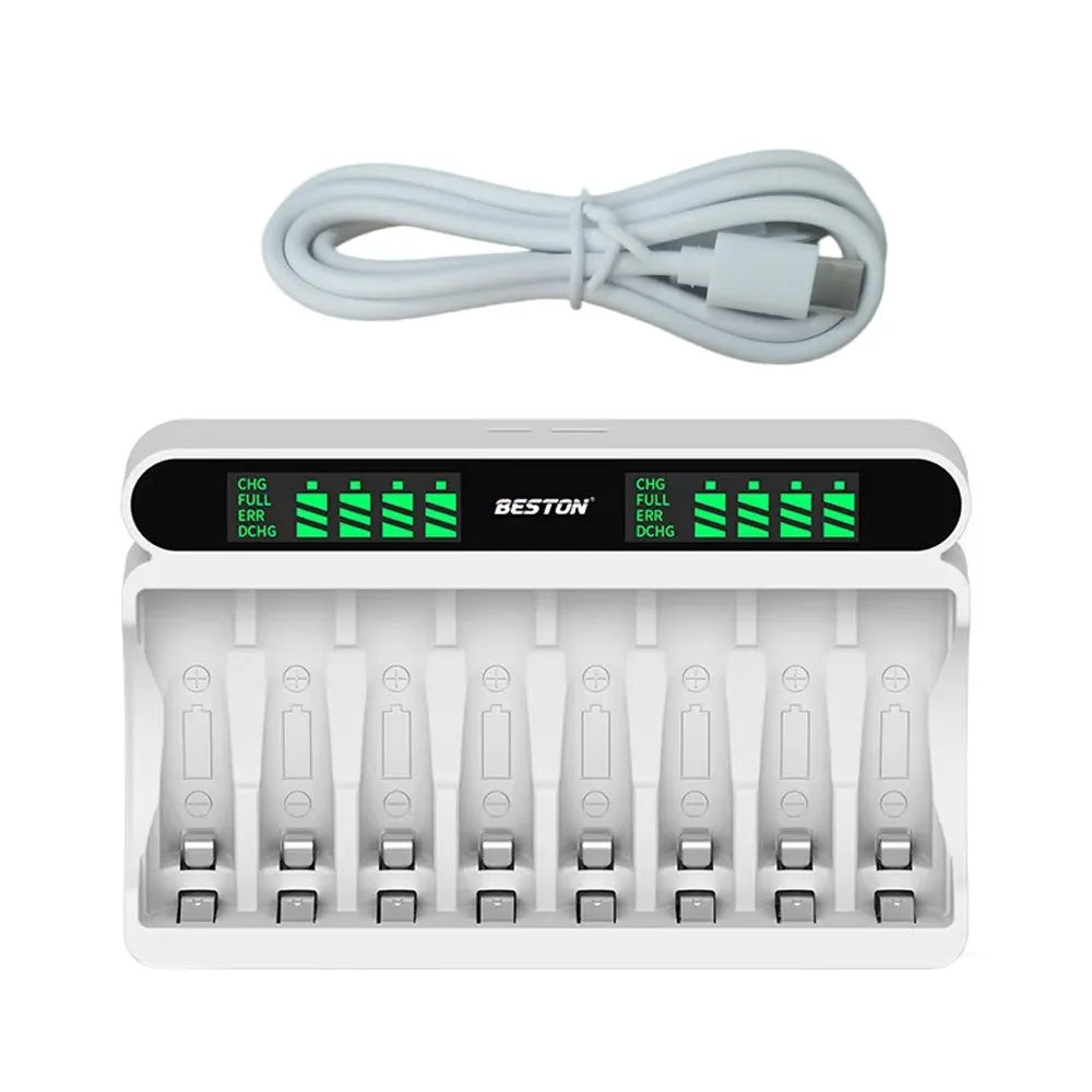 Cargador Inteligente de Pilas Baterías Recargables 8 Puestos AA AAA S1672