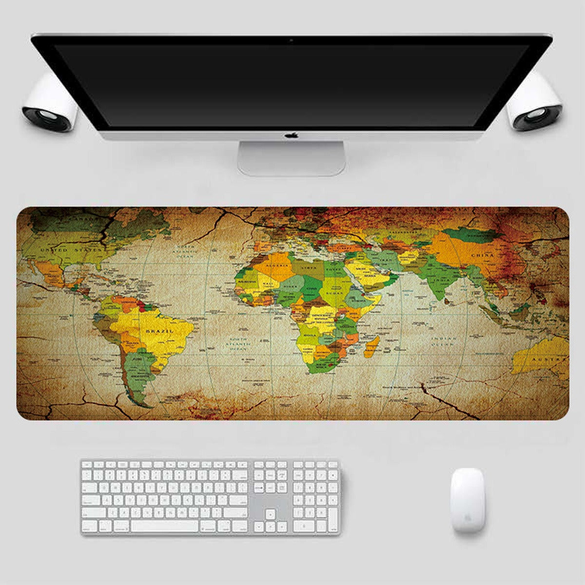 Mouse Pad Base de Escritorio Extra Large 80x30cm | Mapa Mundi Sepia S0649m55