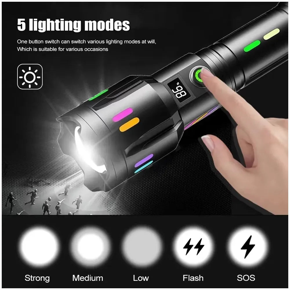 Linterna Potente Táctica Recargable C Martillo Emergencia Zoom 2000m S1780