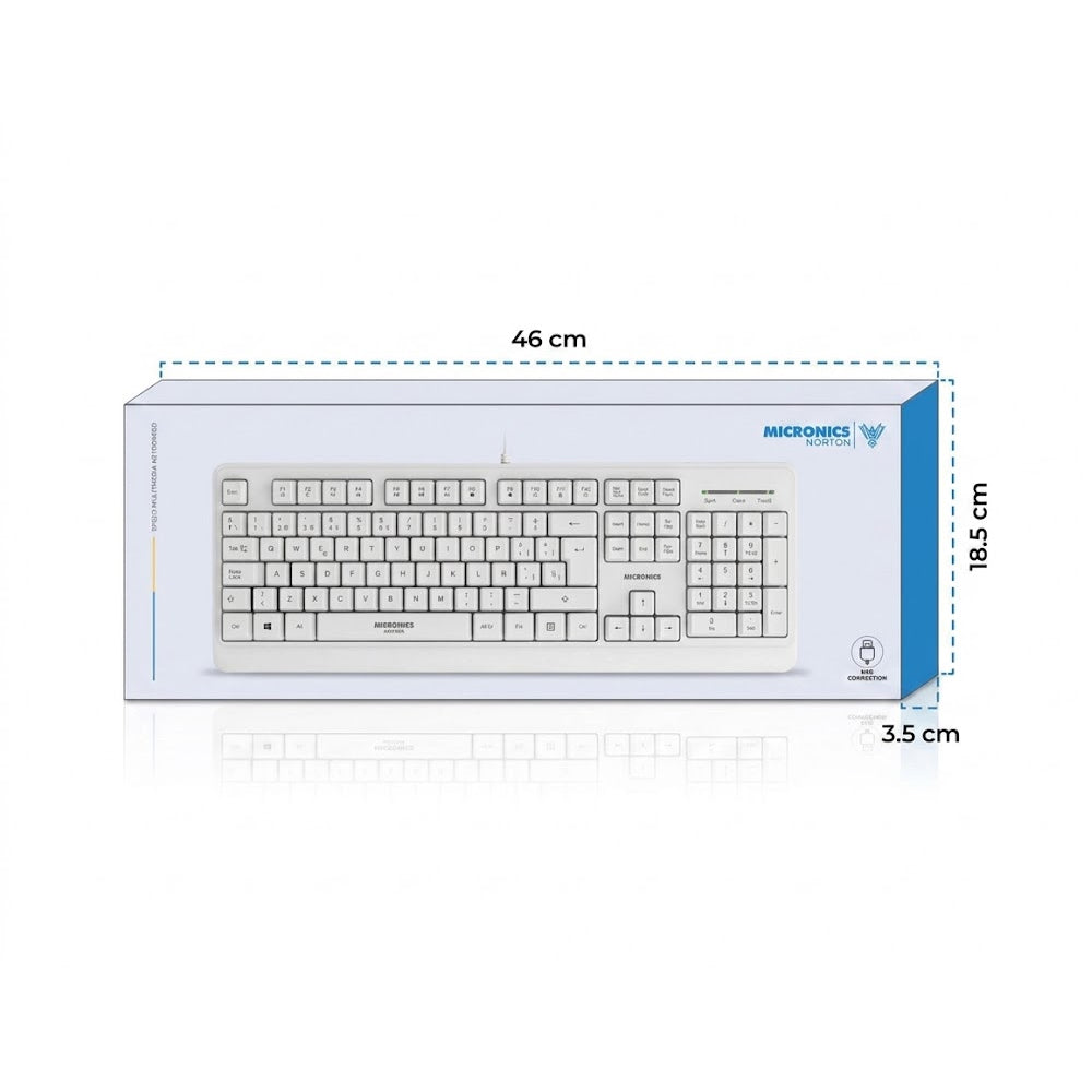 Teclado Multimedia USB Micronics Norton Blanco 105 Teclas Teclado Numérico UV MIC K608W s2239