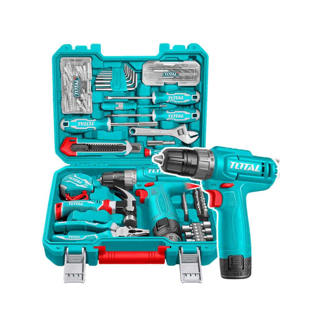 Kit de Herramientas 148 Piezas TOTAL con Taladro Inalámbrico 12V 20Nm Batería USB Tipo-C y Maletín S12 S2311