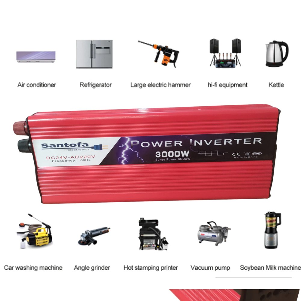 Inversor de Corriente 24V a 220V | 3000W - 6000W Pico | Doble USB SANTOFA S1378