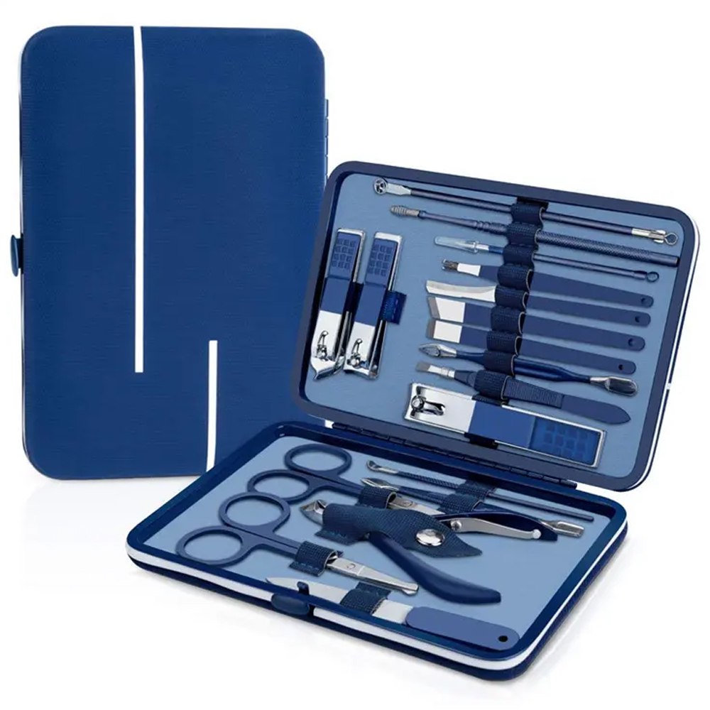 Set Manicure Pedicure Acero Inoxidable 18 Piezas Azul kit S1411