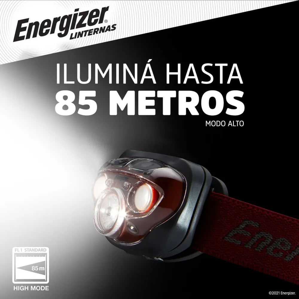 Linterna Frontal ENERGIZER 300 Lumenes 4 Modos Regulable S1848