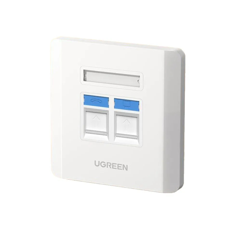 Placa ABS RJ45 Faceplate Doble Puerto UGREEN NW144 Socket Lan S1526
