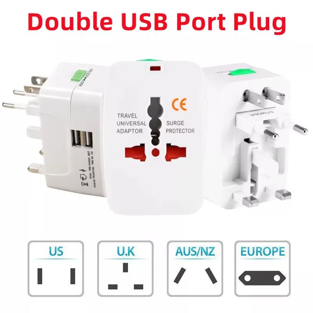Adaptador Internacional Enchufe Universal Viajero 110v 220v + 2 USB S2010