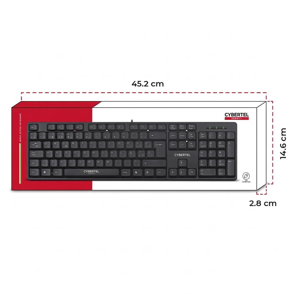 Teclado Multimedia USB Cybertel Ebony+ Negro Waterproof UV Teclas Semi Curvas CYB K105+ s2241