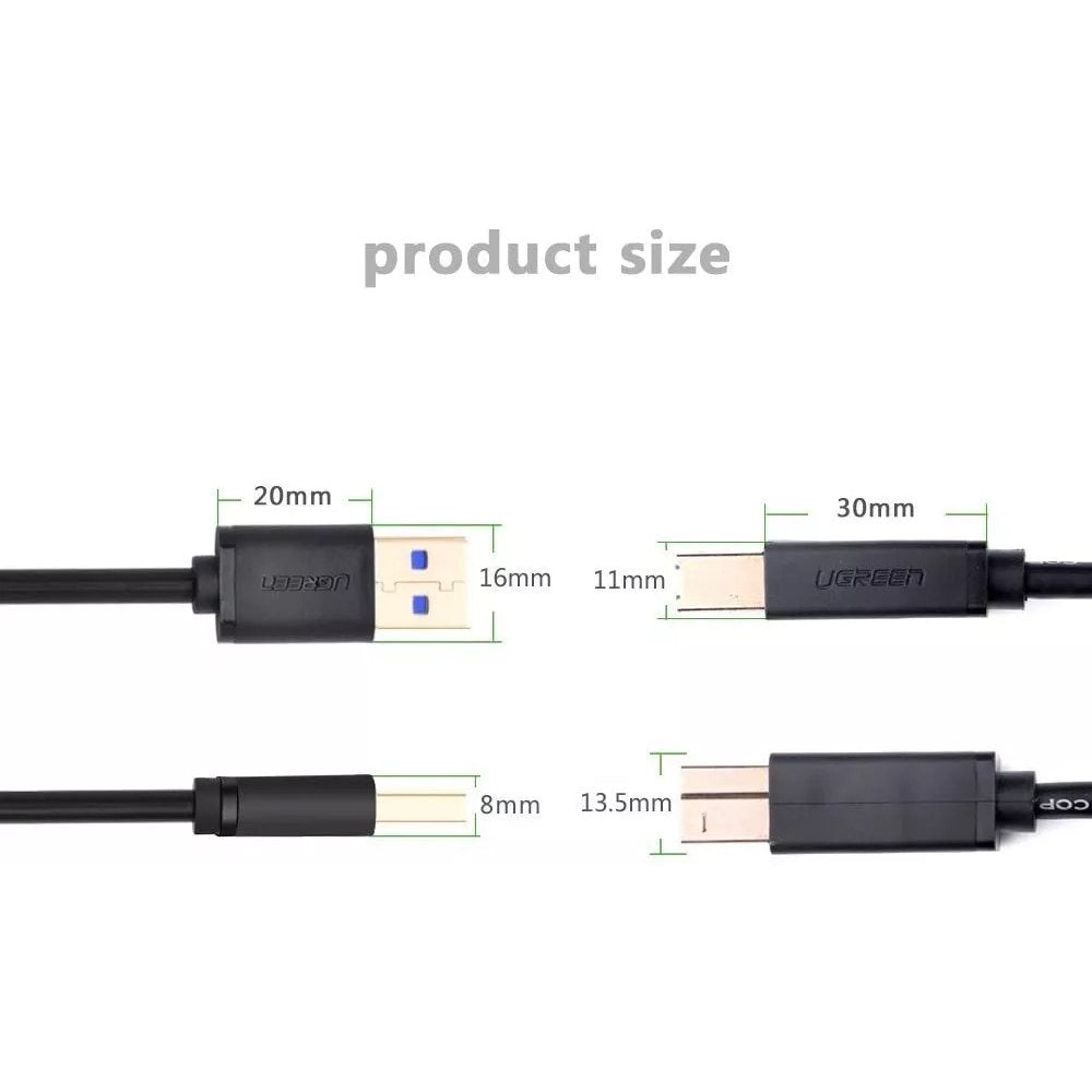 Cable USB 3.0 para Impresora Tipo B UGREEN | 2 Metros | 5 Gbps S1440