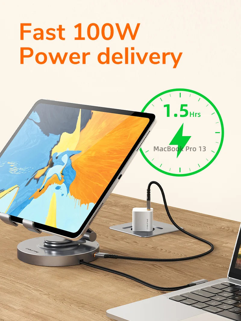Docking Station y Soporte 8 en 1 USB-C CABLETIME 4K 60Hz PD 100W SD/TF 3.5mm Base Giratoria 360° iPad Pro Air CB02G S2277