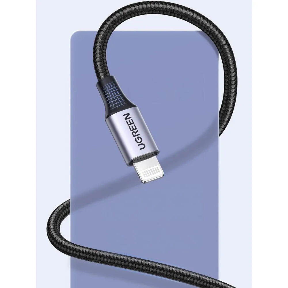 Cable USB-A a Lightning Ugreen Trenzado Carcasa de Aluminio 1 Metro Negro S2201