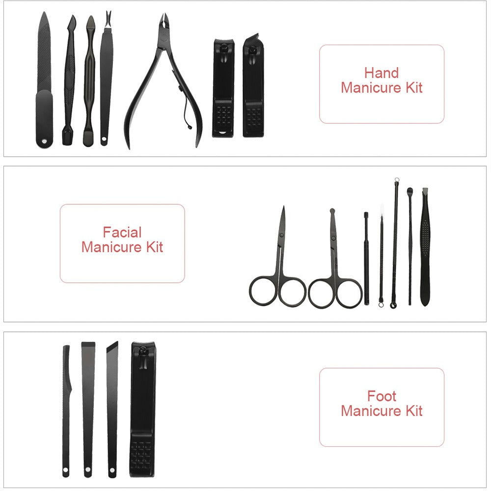 Set Manicura y Pedicura Acero Inoxidable | 18 Piezas | Estuche de Lujo S0683