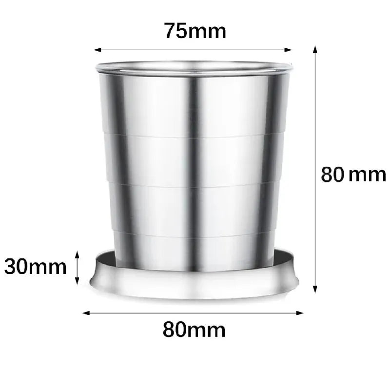 Vaso Plegable de Acero Inoxidable 8cm con Llavero Reutilizable 140ml S1801