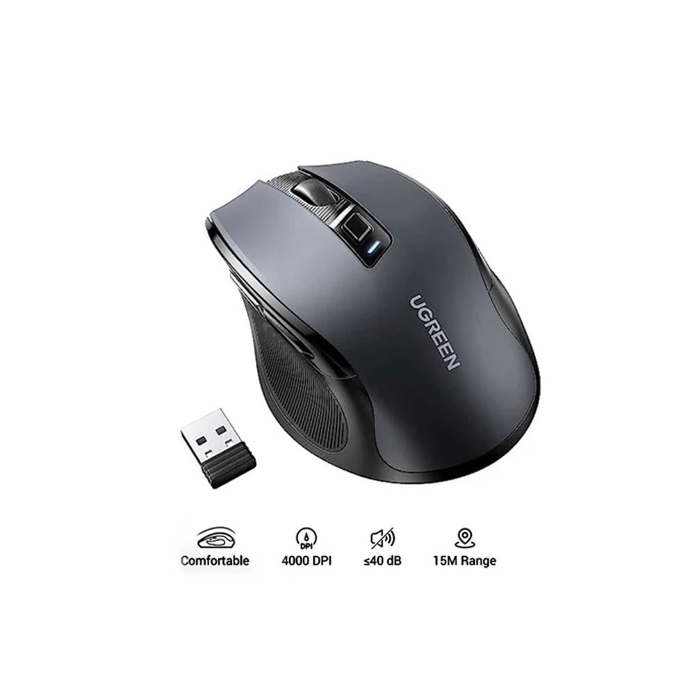 Mouse Ergonómico Inalámbrico UGREEN MU006 2.4 GHz 4000 DPI Silencioso Negro S2206