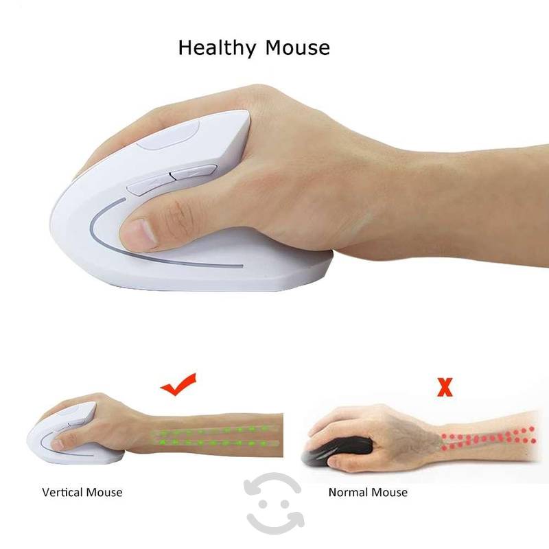 Mouse Vertical Inalambrico Ergonómico Usb Evita Túnel Carpiano Blanco S1485