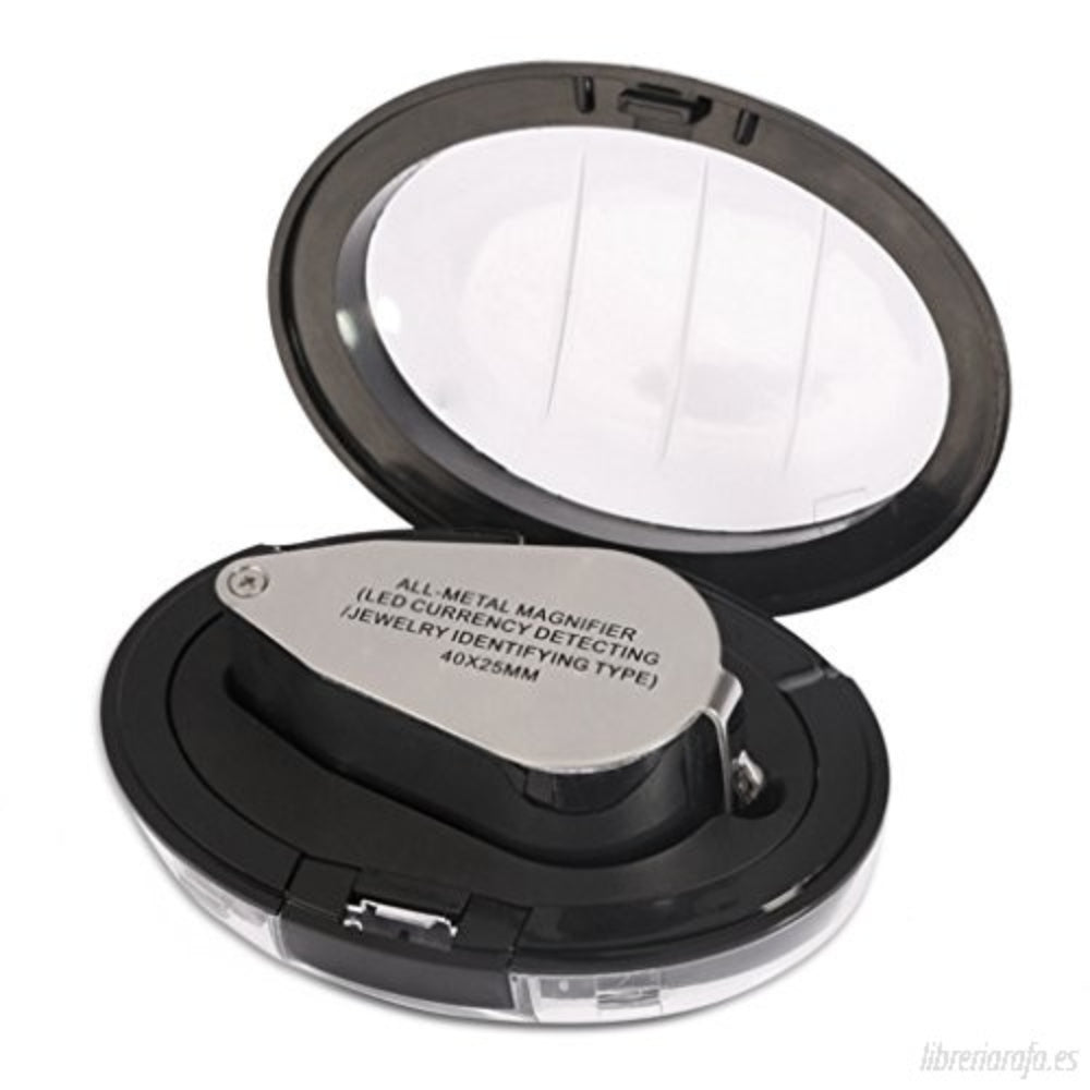 Lupa Metalica 40x 25mm Con Luz Led Geologo Joyero Luz Uv S0044