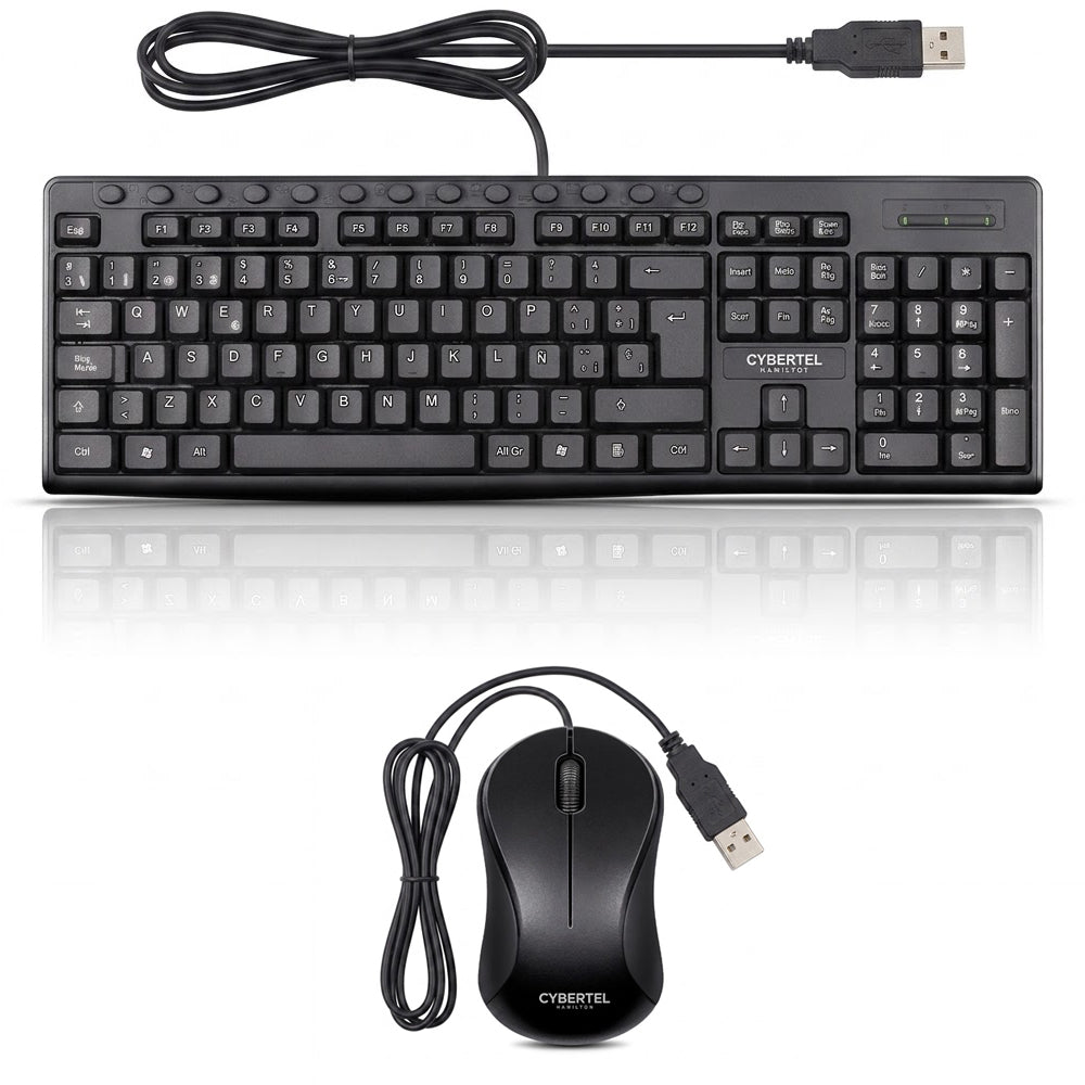 Kit Multimedia Teclado y Mouse USB Cybertel Hamilton 13 Botones Dedicados UV Waterproof 1000DPI CYB T109 s2242