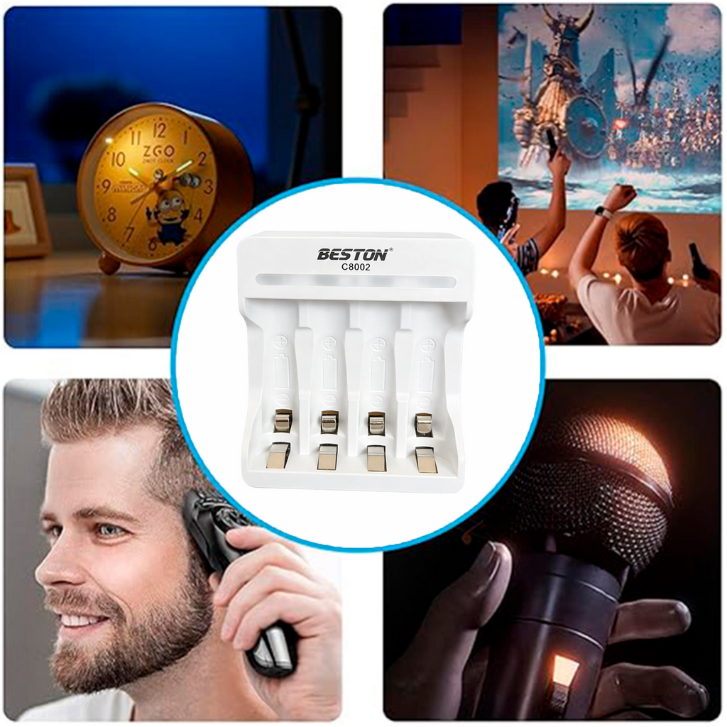 Kit Cargador Inteligente de Pilas +4 AA Ni-MH 4 puestos s2020
