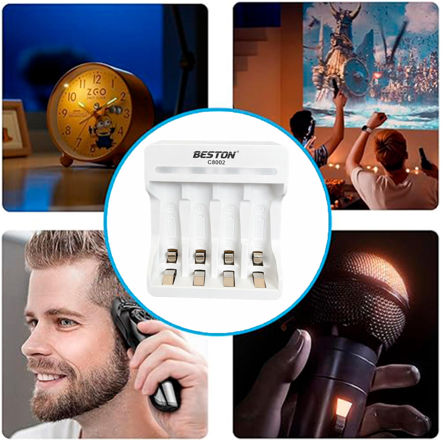 Kit Cargador Inteligente de Pilas +4 AA Ni-MH 4 puestos s2020