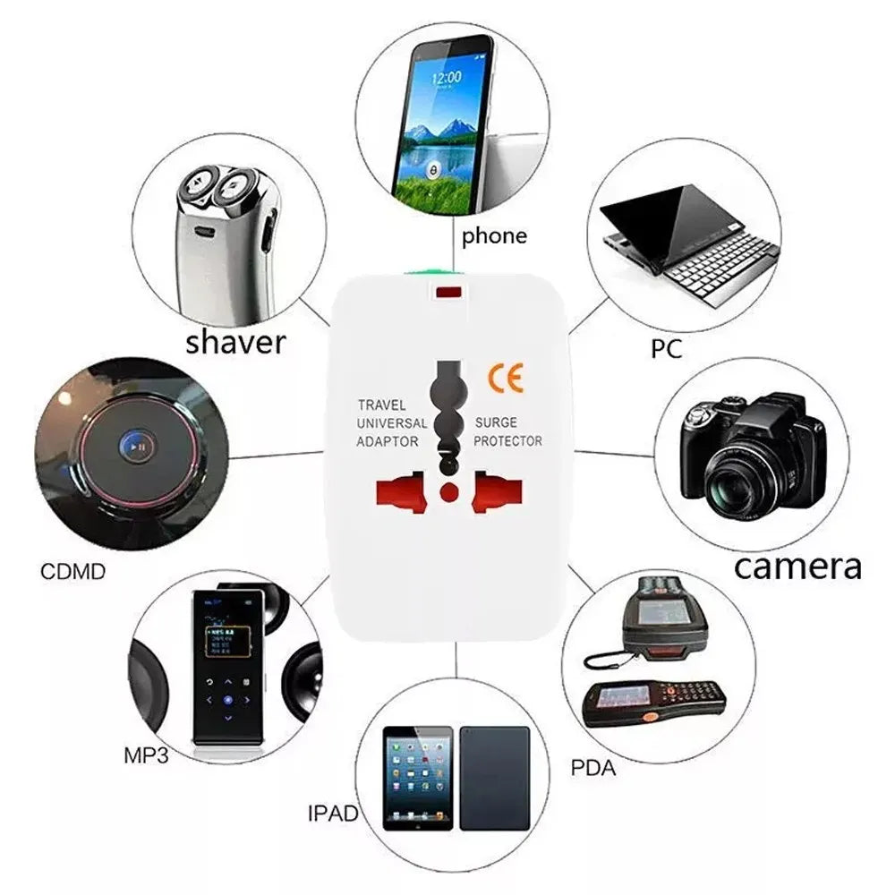 Adaptador Universal de Viaje Todo en 1: USA, Europa, UK, Asia y Latinoamérica (Incluye Funda) S1459