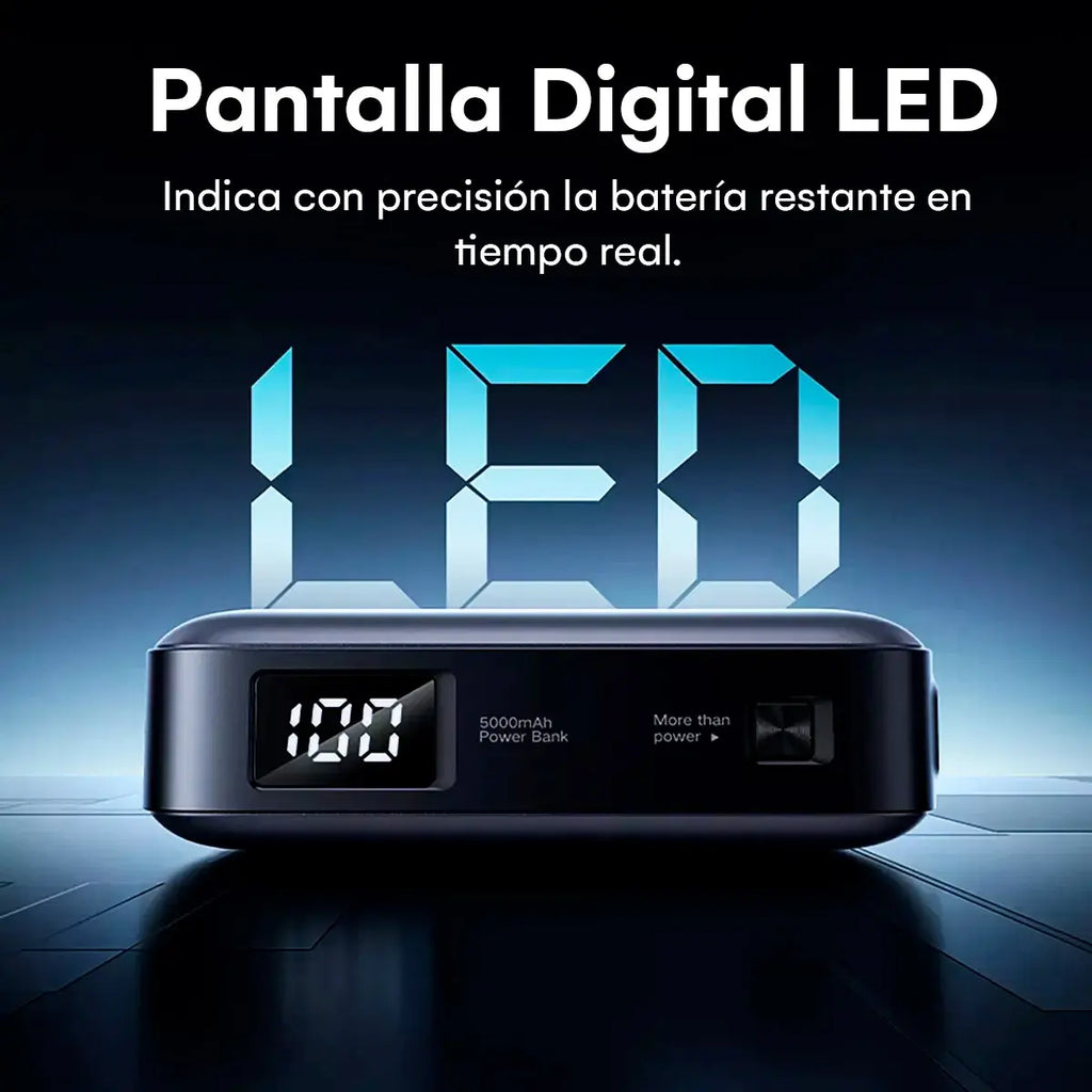 Mini Power Bank Ugreen 5000 mAh Carga Rápida 20W USB-C Integrado PB503 con Soporte y Pantalla LED S2200