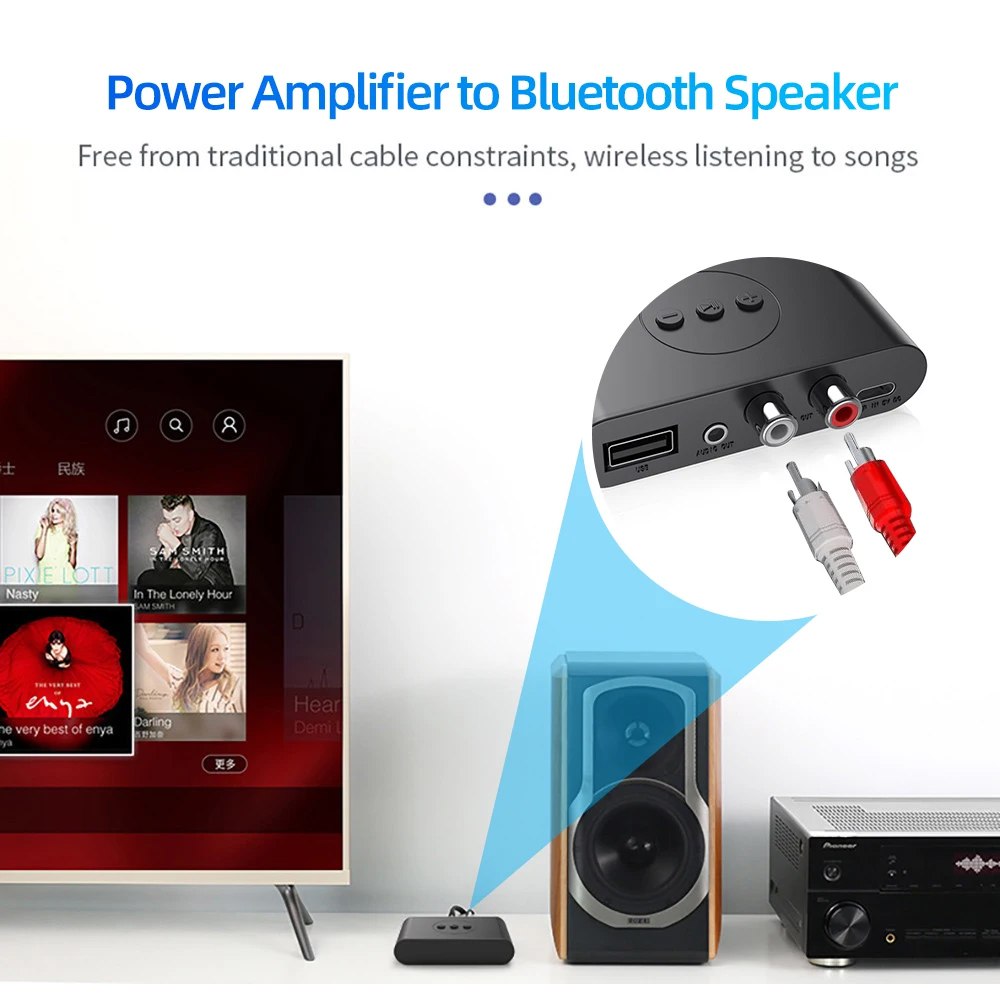 Adaptador Receptor Bluetooth 5.2 USB 2.0 RCA NFC 3.5mm S1641