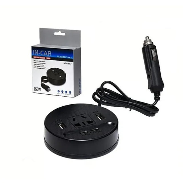 Inversor de Corriente para Auto 150W (12V a 220V) con USB y Tipo-C s2080
