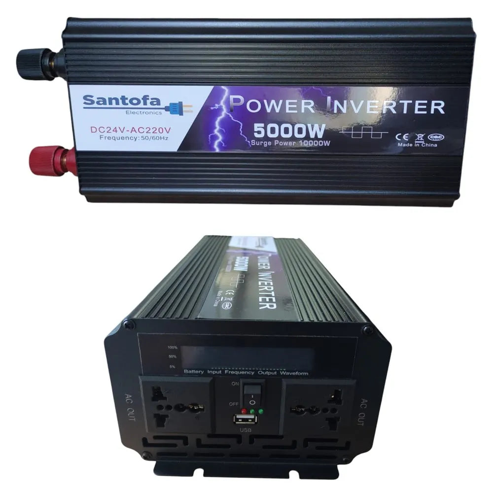 Inversor De Corriente 24v A 220v 5000w 1 Usb 2 Sockets Lcd S1782