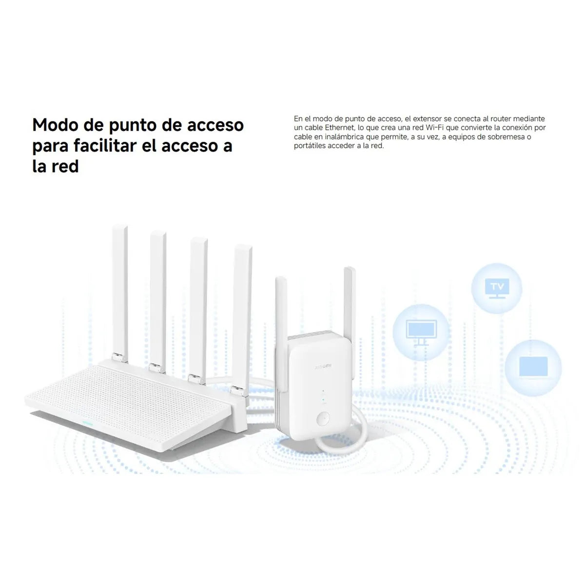 Extensor de Rango Wi-Fi 6 Xiaomi AX1500 Doble Banda EasyMesh Gigabit App Mi Home S2218