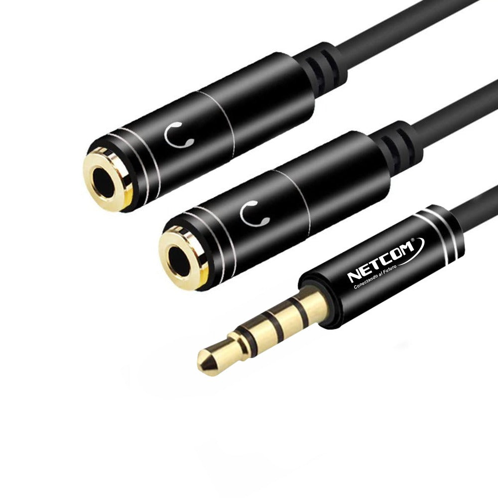 Adaptador Splitter Jack 3.5mm Audífonos Divisor 2 Hembra Mini netcom S1184