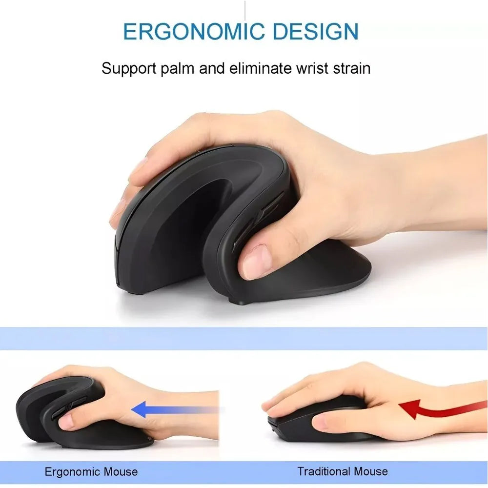 Mouse Vertical Inalambrico Ergonómico 1600 DPI USB 2.4Hz Recargable S1480
