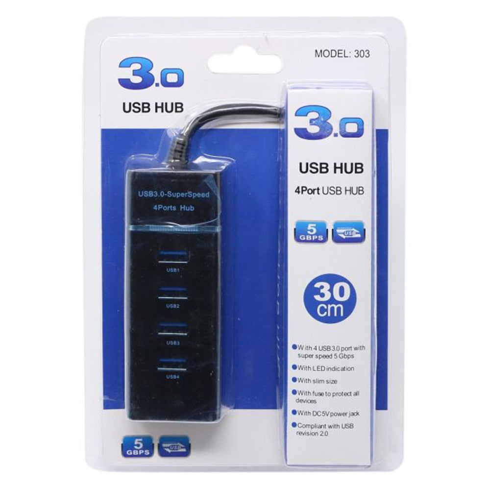Hub 4 Puertos USB 3.0 5gbps 30 cm Indicador Led Super Speed S0678