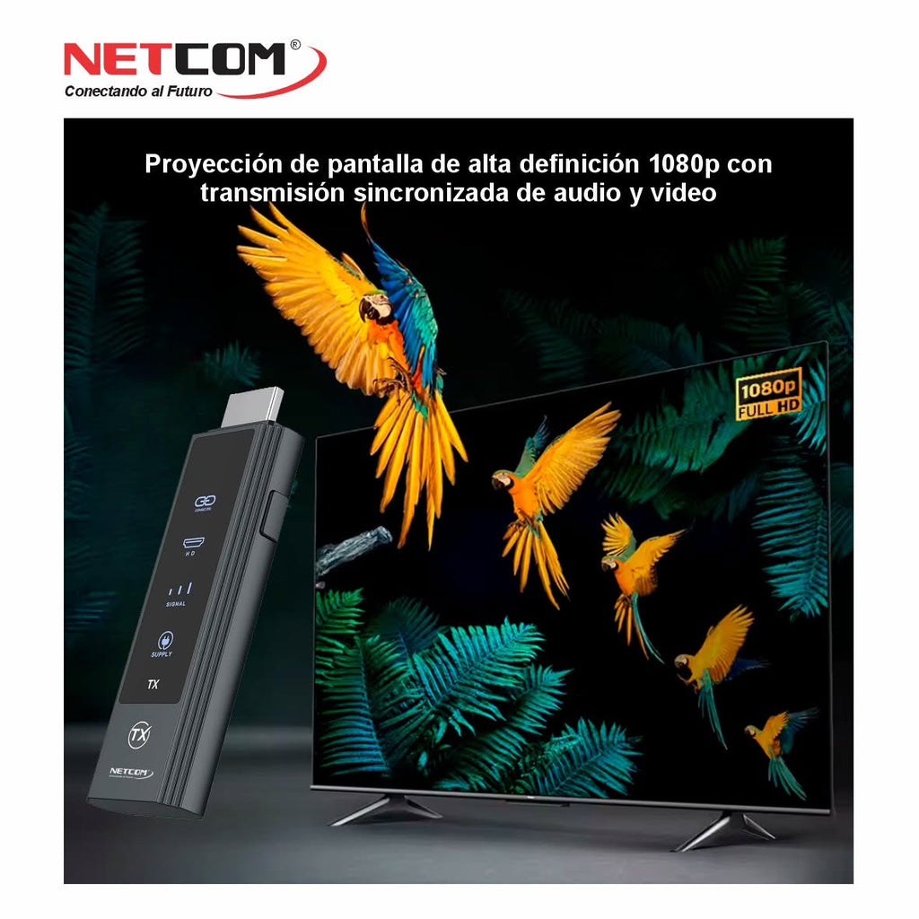 Extensor HDMI Inalámbrico de 30 Metros NETCOM Dual Band 4K/1080P (Modelo PE-EXI030) S2147