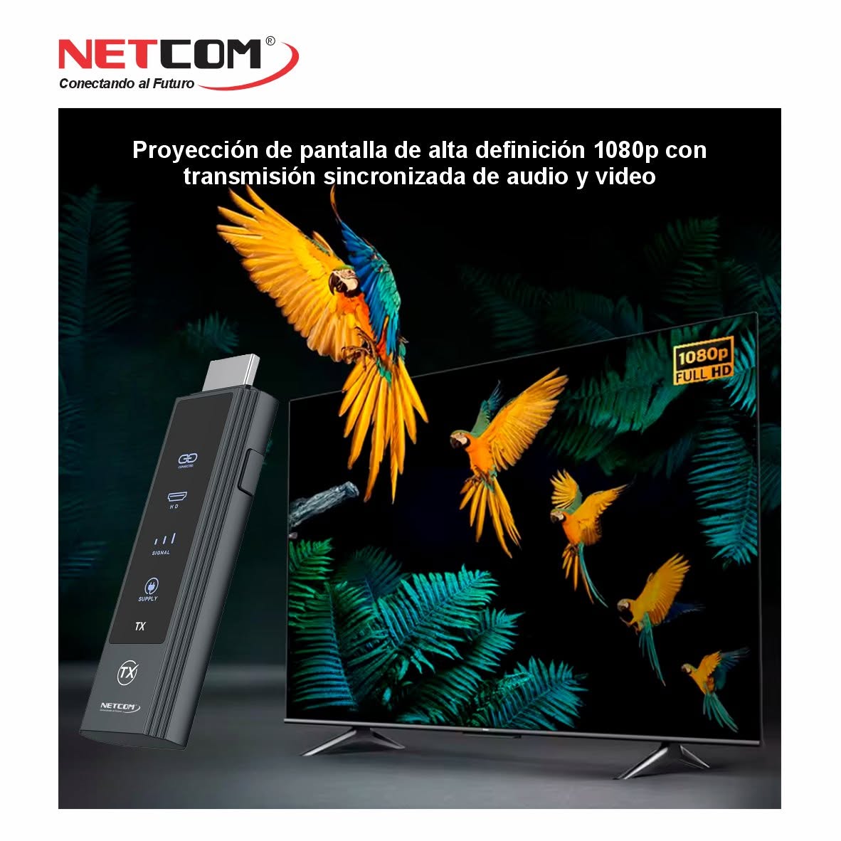 Extensor HDMI Inalámbrico de 30 Metros NETCOM Dual Band 4K/1080P (Modelo PE-EXI030) S2147