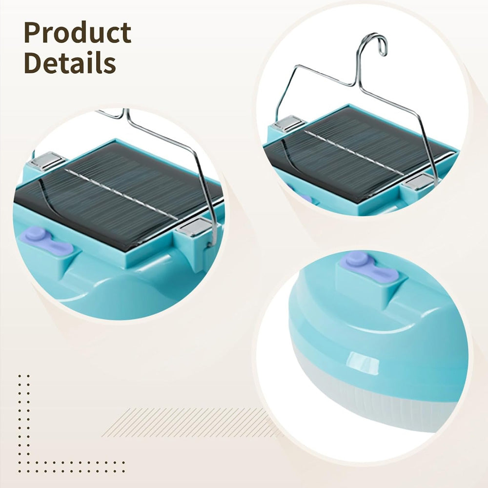 Lámpara Solar Portátil de Camping con Batería de Alta Capacidad y Gancho Versátil celeste 150W S2152