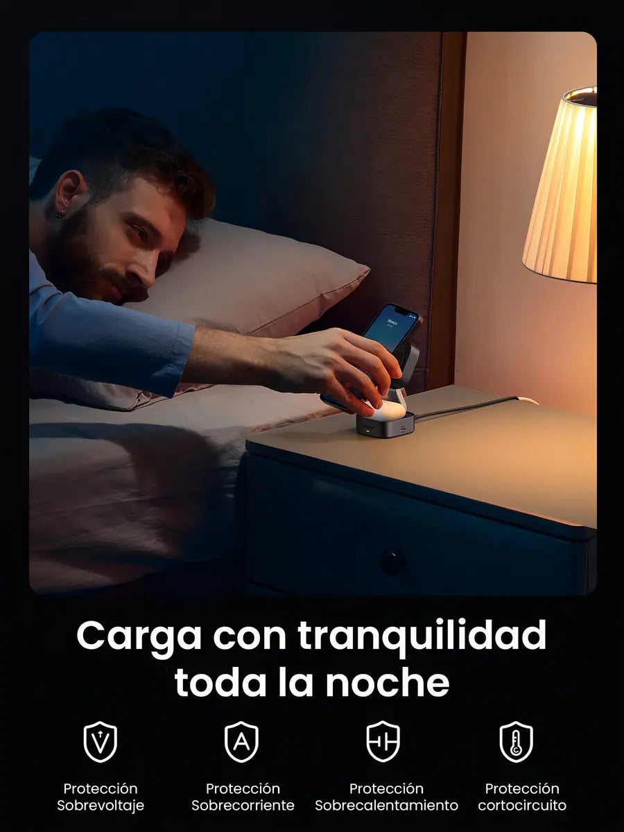 Estación de Carga Inalámbrica Magnética Plegable UGREEN 2 en 1 (15W) s2105